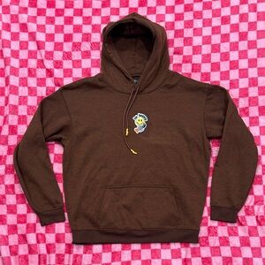 Brown Hoodie with Embroidered Smiley